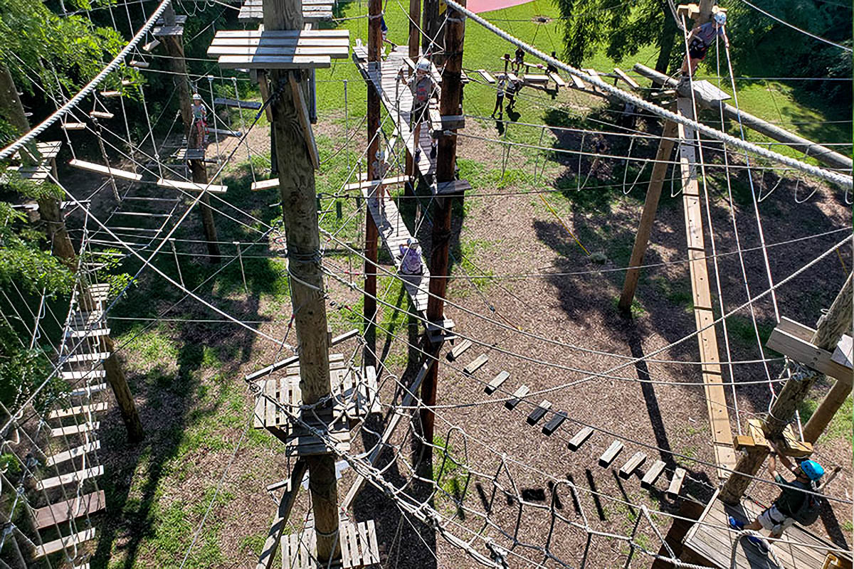 Campers on the ropes course at Camp Mary Orton